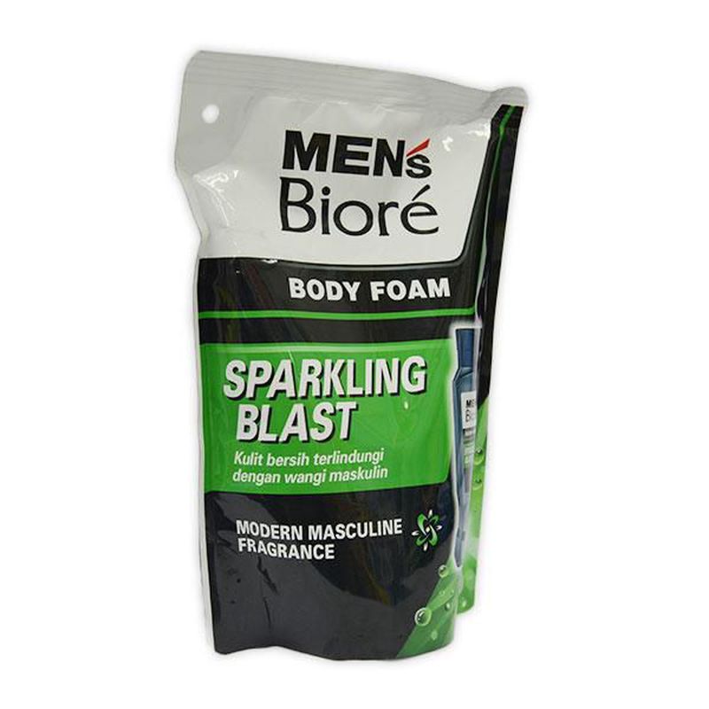 Biore Body Foam Men Sparkling Blast Pouch 1 Karton Isi 12 Pcs 450 ml