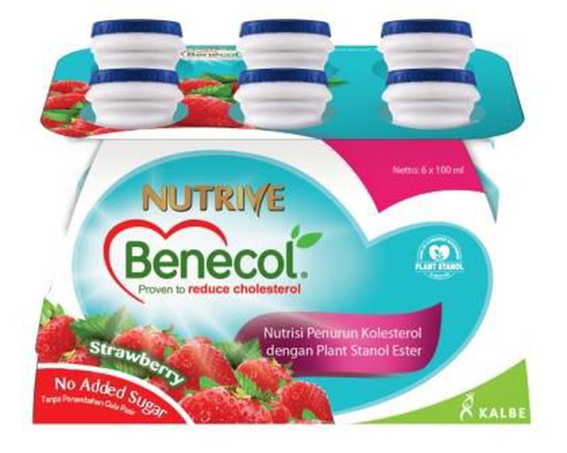 Nutrive Benecol Strawberry No Added Sugar 100 ml - 1 Kotak Isi 6 Pcs