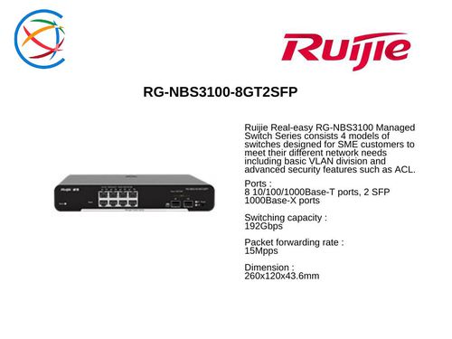 Switch Ruijie Reyee RG-NBS3100-8GT2SFP Cloud Managed Switch