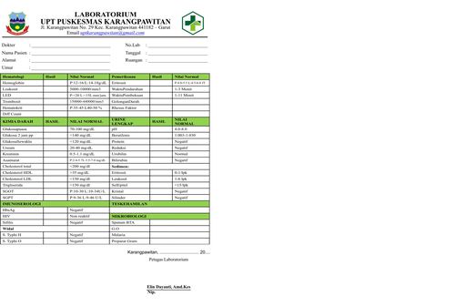 Formulir hasil Lab Sparasi