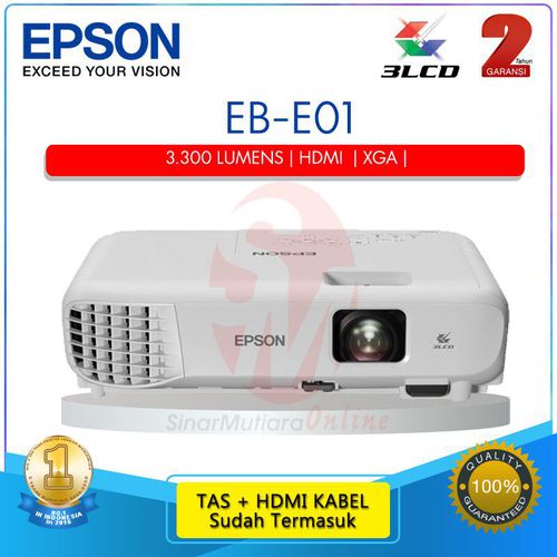 Projector Epson EB E01 XGA 3LCD HDMI 3300 Lumens