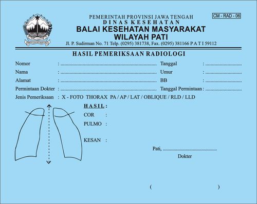 Form hasil pemeriksaan radiologi warna biru