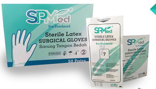 SPMed Sterile Latex Surgical Gloves Pre-Powdered - Size 7,5