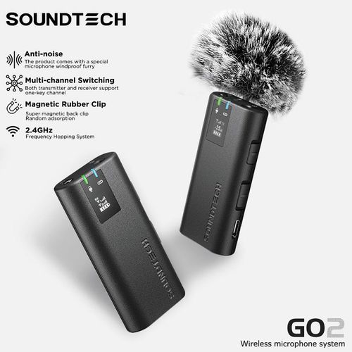 CLIP ON WIRELESS SOUNDTECH GO2 Wireless Microphone 2.4Ghz Lavalier TX ...