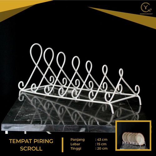 TEMPAT PIRING SCROLL - TEMPAT PIRING - RAK PIRING BESI - Putih