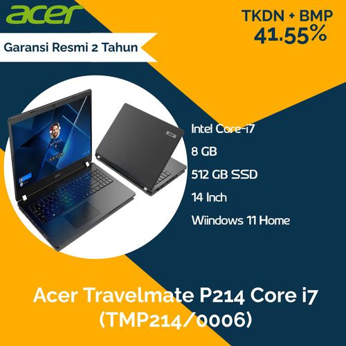 Acer Travelmate P214 TMP214/0006 i7-1165G7 8GB 512GB - TKDN RESMI