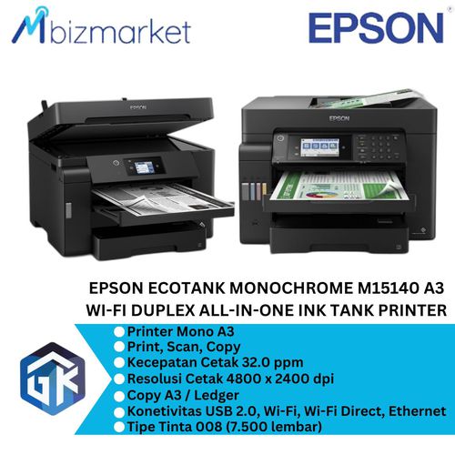 PRINTER EPSON EcoTank Monochrome M15140 A3 Wi-Fi Duplex All-in-One Ink ...