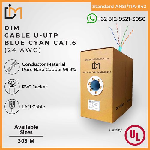 Cable UTP Kabel LAN Blue Cyan CAT 6 24 AWG - DIM