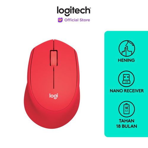 Logitech M331 Mouse Wireless Silent Click - Merah
