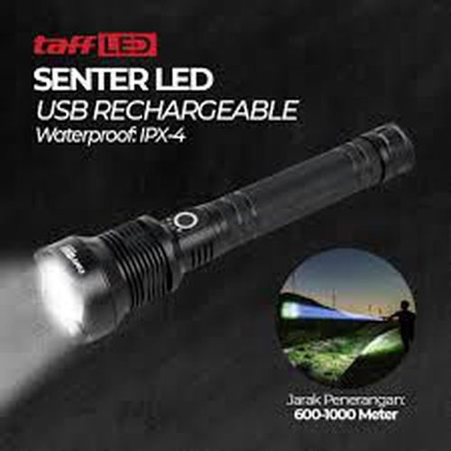 Taff LED Senter Tangan Bisa Zoom LED Flashlight Long Range XHP70.2 ...