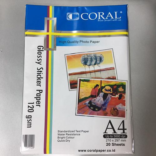Coral A4 Glossy Sticker 120gsm 20s