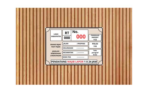 PAPAN NOMOR RUMAH RT/RW
