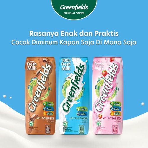 Susu Greenfields UHT 250ml x 1 Karton - Strawberry