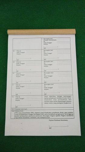 Blanko SPPD NCR Rangkap 3 Format Baru