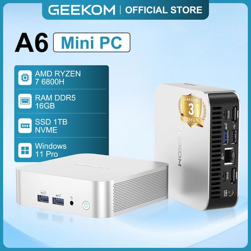Geekom PC Mini Gaming A6 AMD Ryzen 7 6800H RAM 32GB DDR5 1TB SSD NVME ...