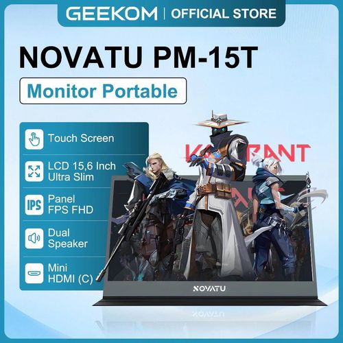 Geekom Monitor Novatu Portabel Touchscreen IPS Panel 1080P FHD 15.6inch ...