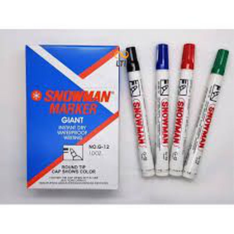 Spidol Whiteboard Marker Snowman Bullet Tip G-12 - Black - 1 Karton Isi