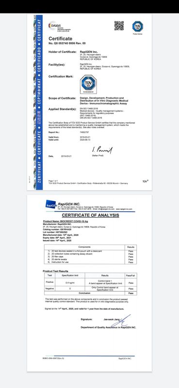 Rapid test Biocredit covid 19 Antigen Ag 