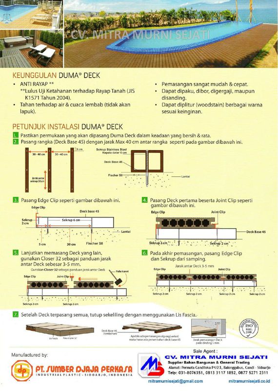 Duma Deck WPC panjang 3 meter  Lantai Kayu Komposit untuk 