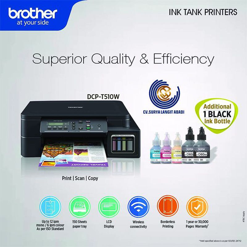Brother Printer Inkjet Multifunction DCPT510W