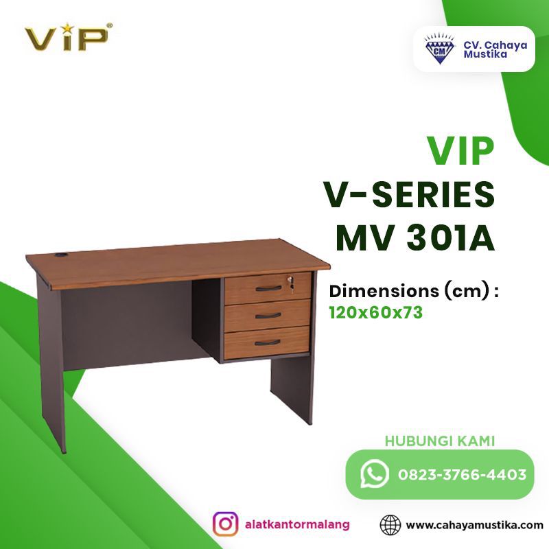 Meja Kerja Kantor VIP V-SERIES MV 301A Uk. 120 x 60 x 73 cm
