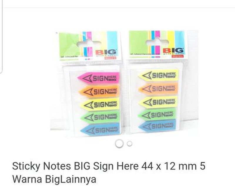 STICKY NOTES BIG SIGN HERE 44 X 12 MM ADA 5 WARNA BIG LAINNYA