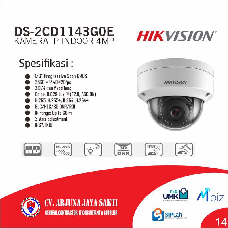 IPCAM INDOOR 4MP DS-2CD1143G0E