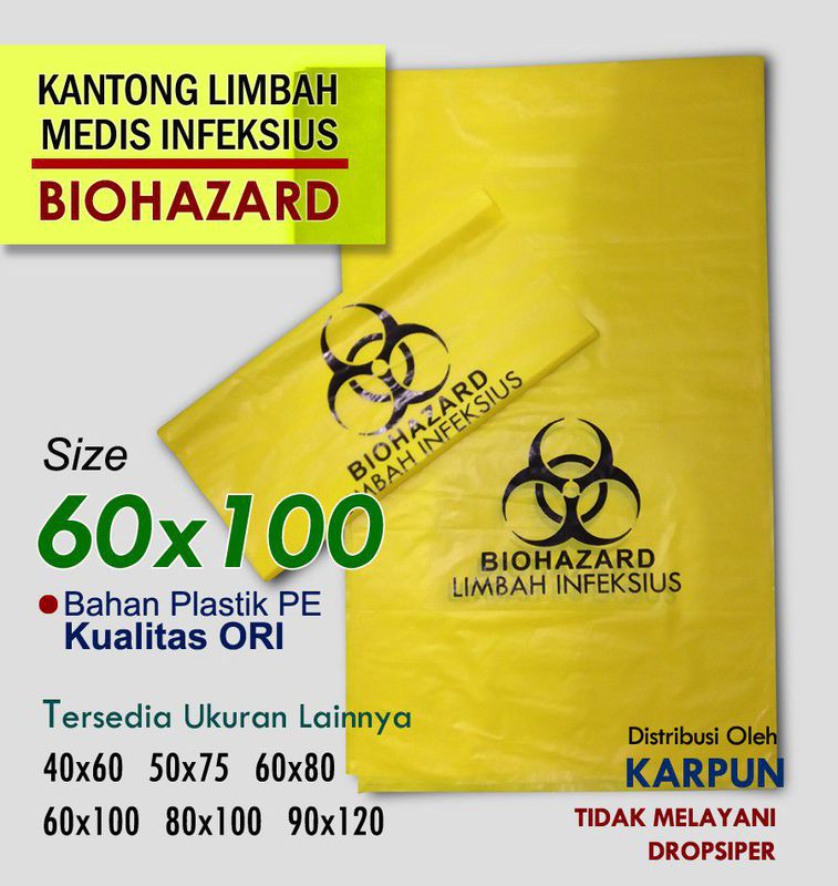 Kantong Plastik Kuning sampah medis infeksius 60x100cm