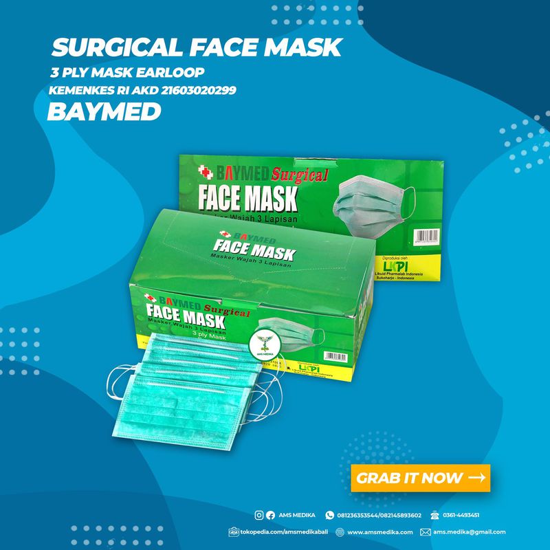 Masker Bedah Medis 3ply Earloop Baymed