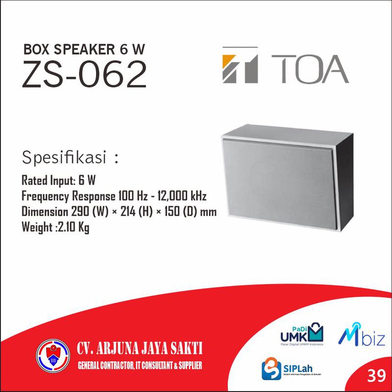 TOA Box Speaker 6 W ZS062