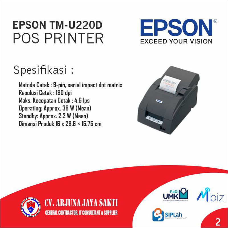 Epson Tm U220d Pos Printer 8094