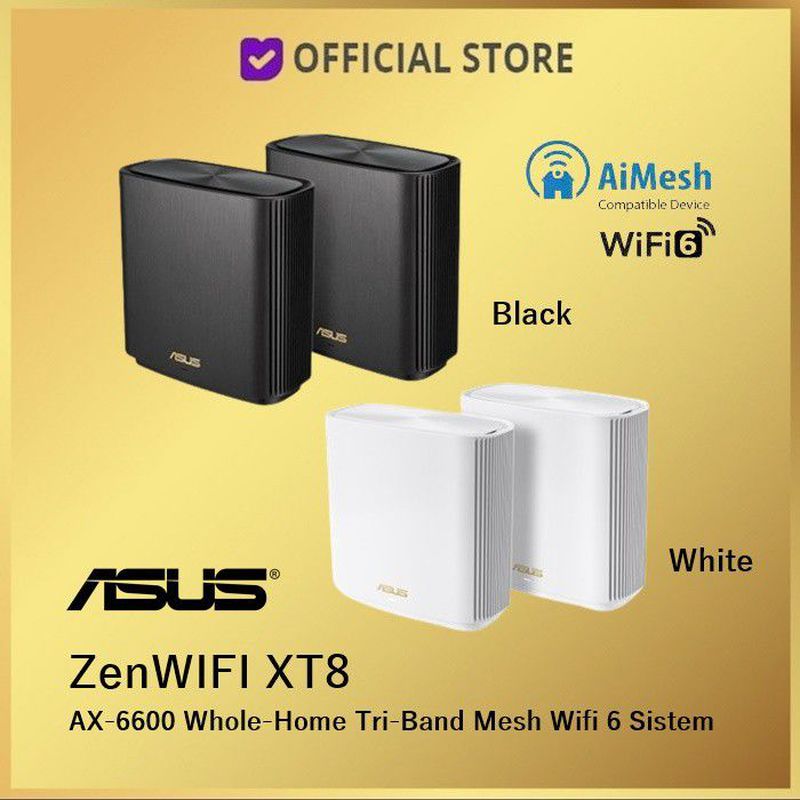 ASUS ZenWiFi AX-6600 Whole-Home Tri-Band Mesh WiFi 6 System XT8 - Hitam