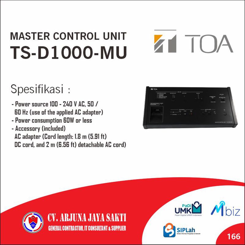 TOA MASTER CONTROL UNIT TS-D1000-MU