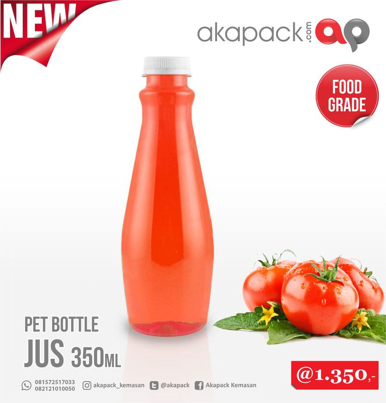 Botol Plastik 350ml / Botol Bening JUS / Botol JUICE (isi 50pcs)