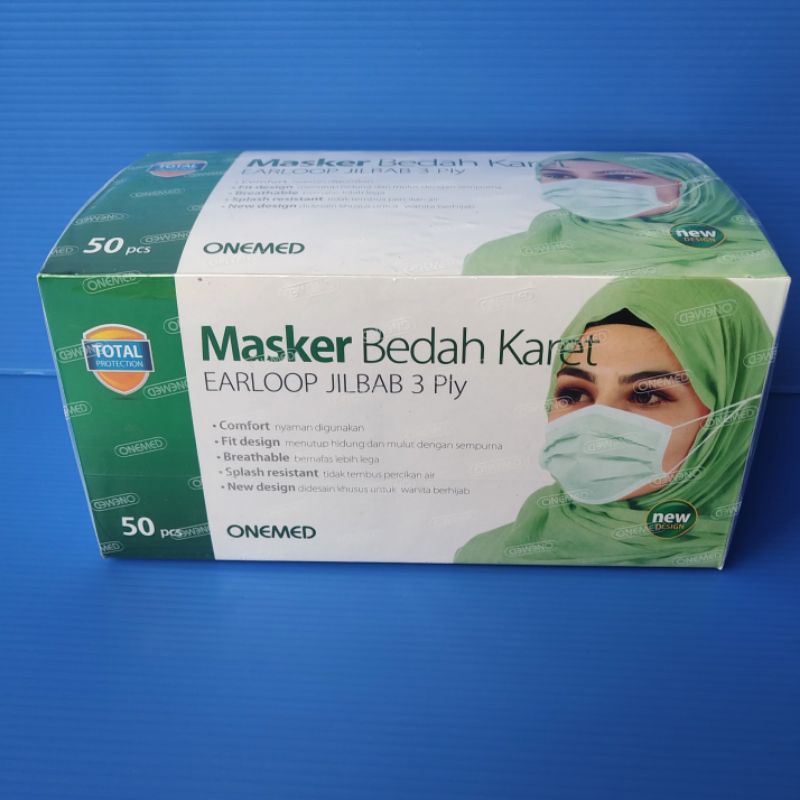 Masker Hijab Medis Onemed 3 Ply Isi 50 Pcs