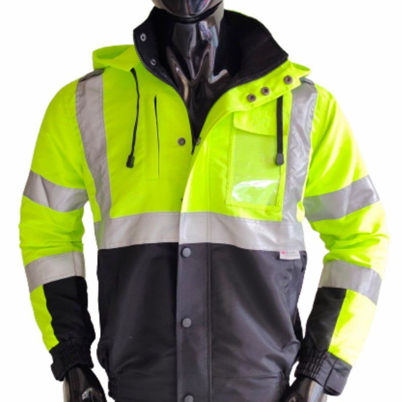 LUXE DIVA Hi Vis Visibility 3/4 Zip Mens Long Sleeve Waterproof Rain H - View #11