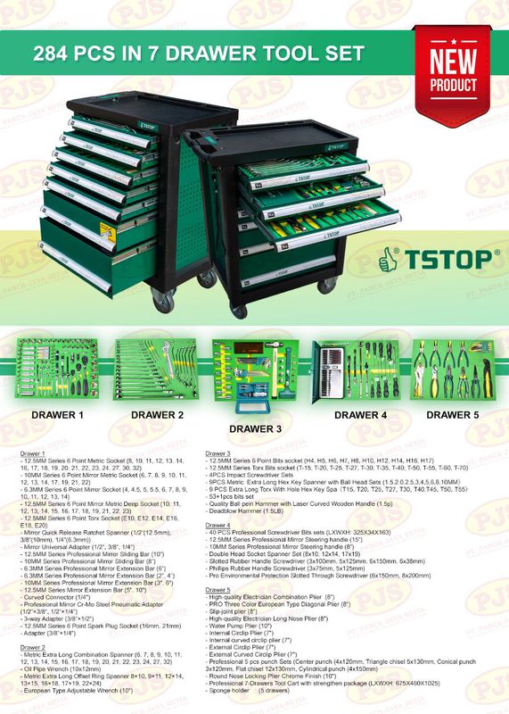 284 pcs in 7 Drawer Tool Set