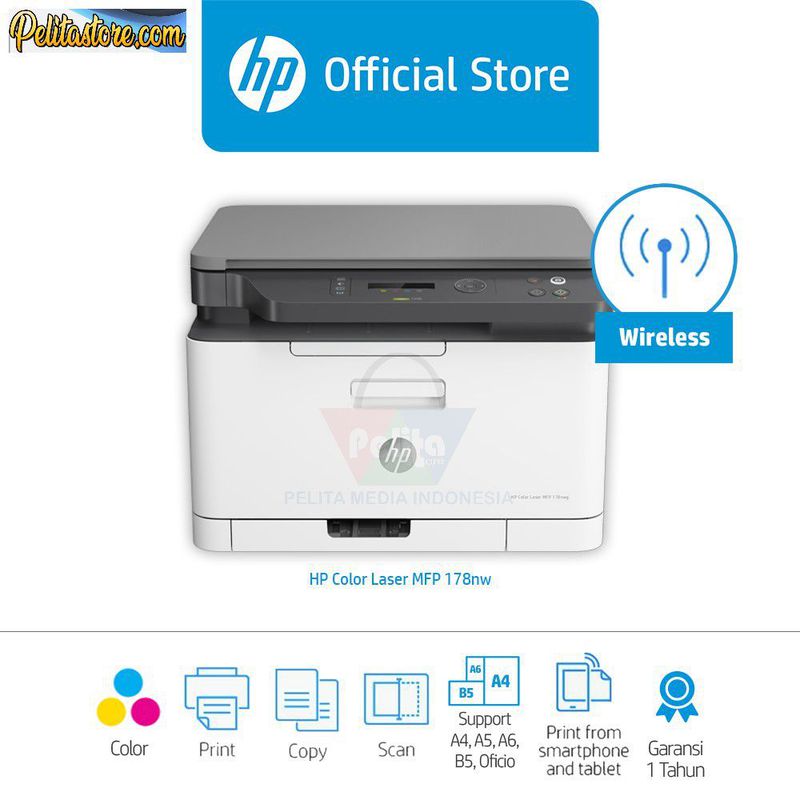 Multifunction HP Printer Laserjet Color MFP 178NW