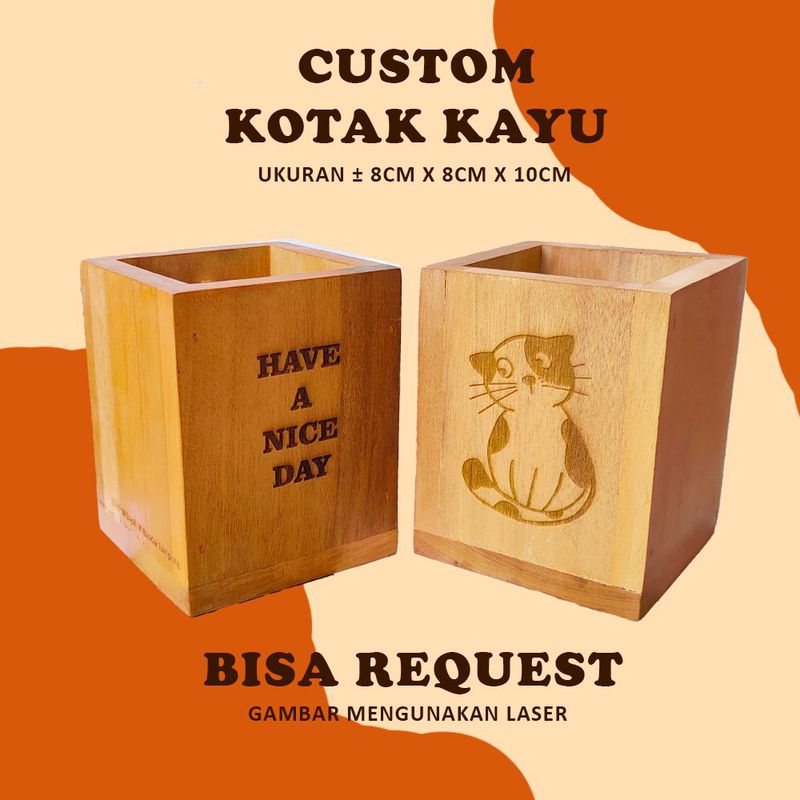Kotak Kayu Ukir Laser Custom Desain