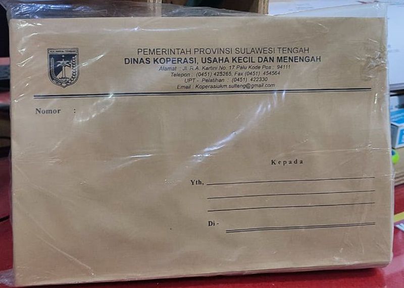 Amplop dinas pakai lambang daerah warna spesifikasi ukr 17 x 26 cm