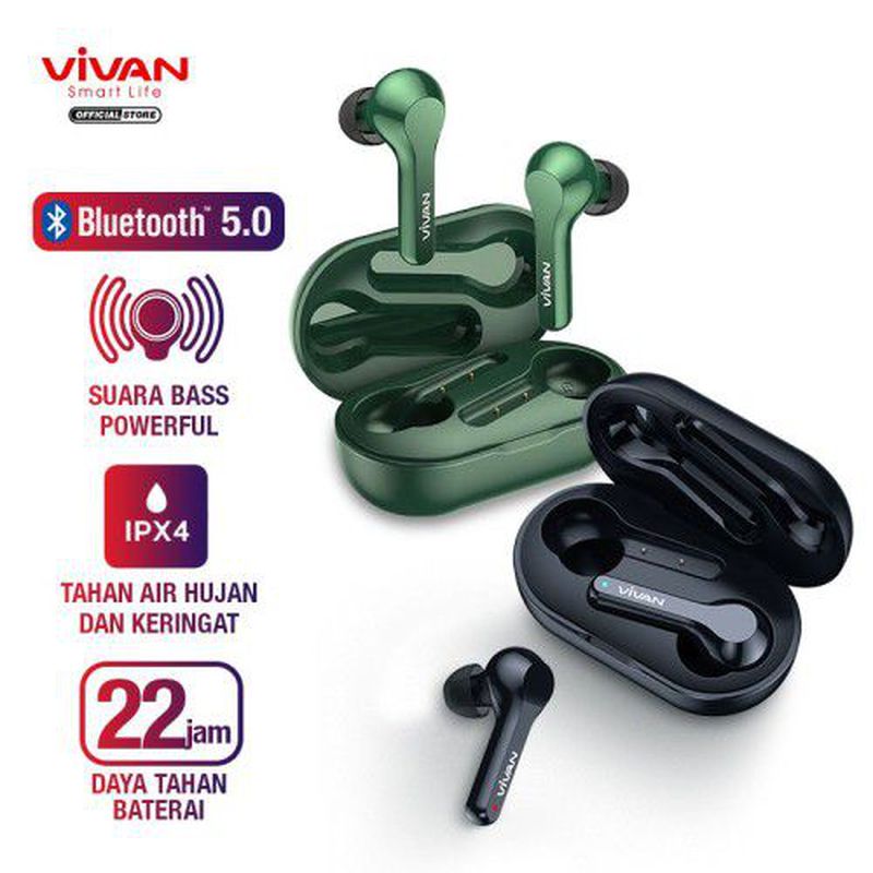 VIVAN Headset Bluetooth Liberty T200 TWS Earphone Wireless Earbuds