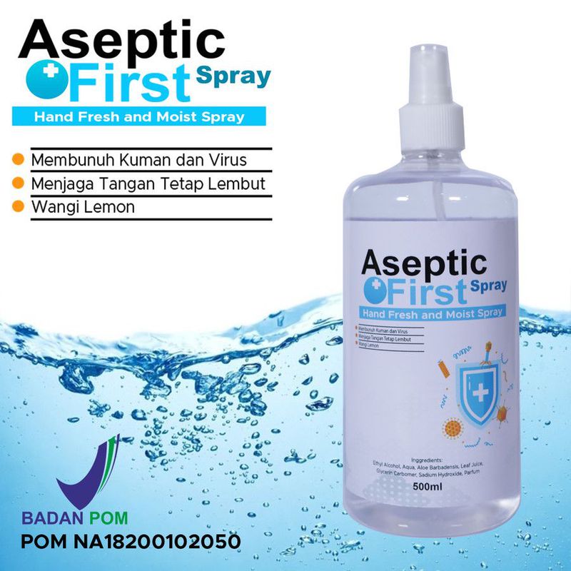 Sanitizer Aseptic First Spray / Liquid / Cair 500ml