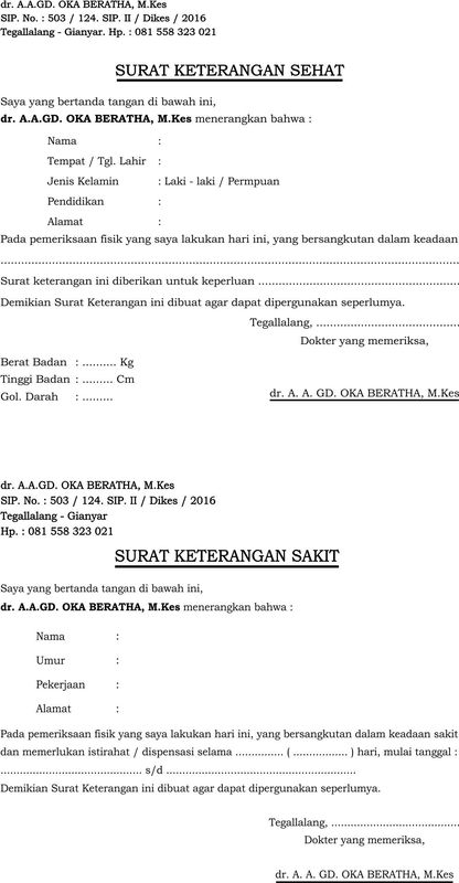 Surat Keterangan Sehat Sakit