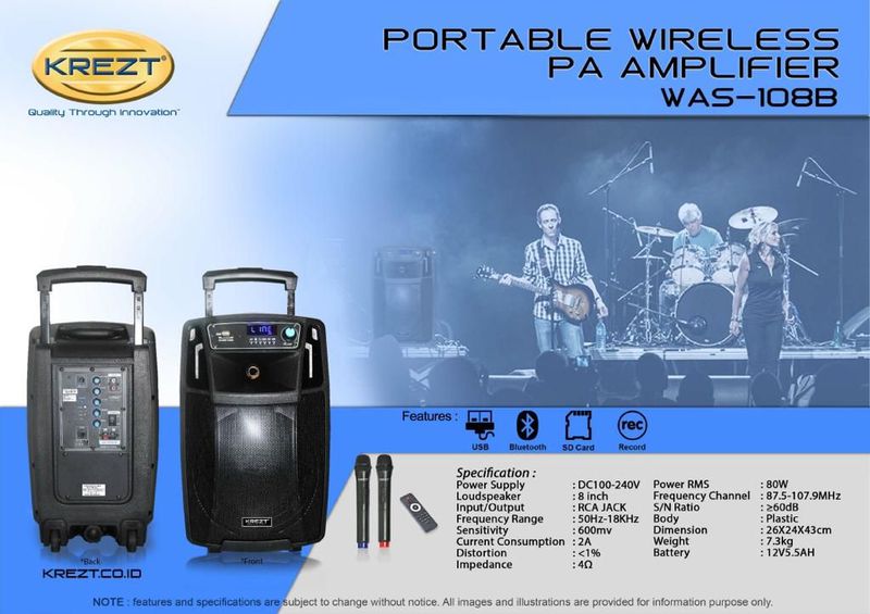 Krezt Portable Speaker System WAS108B