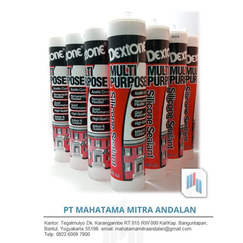 Silicone Sealant / Lem Kaca Dextone 300ml White Black Clear Putih Hitam