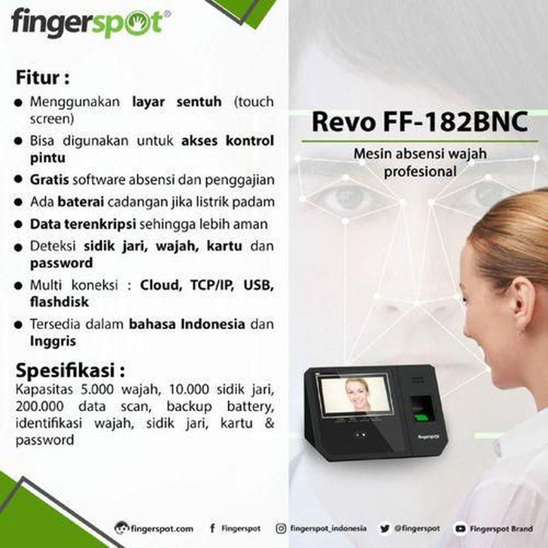 Mesin Absensi Revo FF-182 BNC (dengan instalasi)
