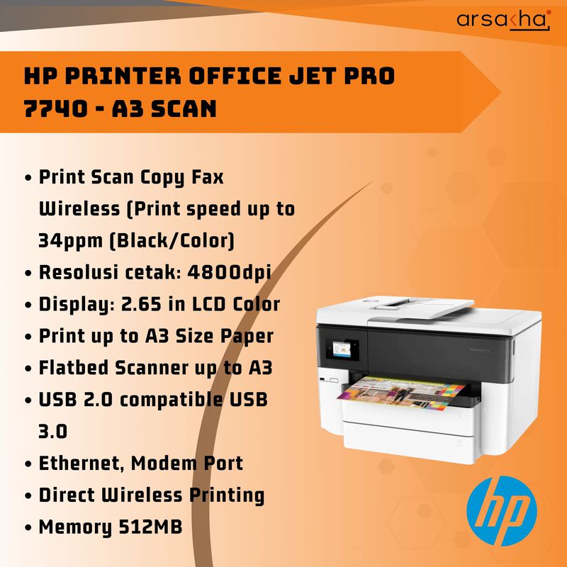 HP Printer Office Jet Pro 7740 A3 Scan