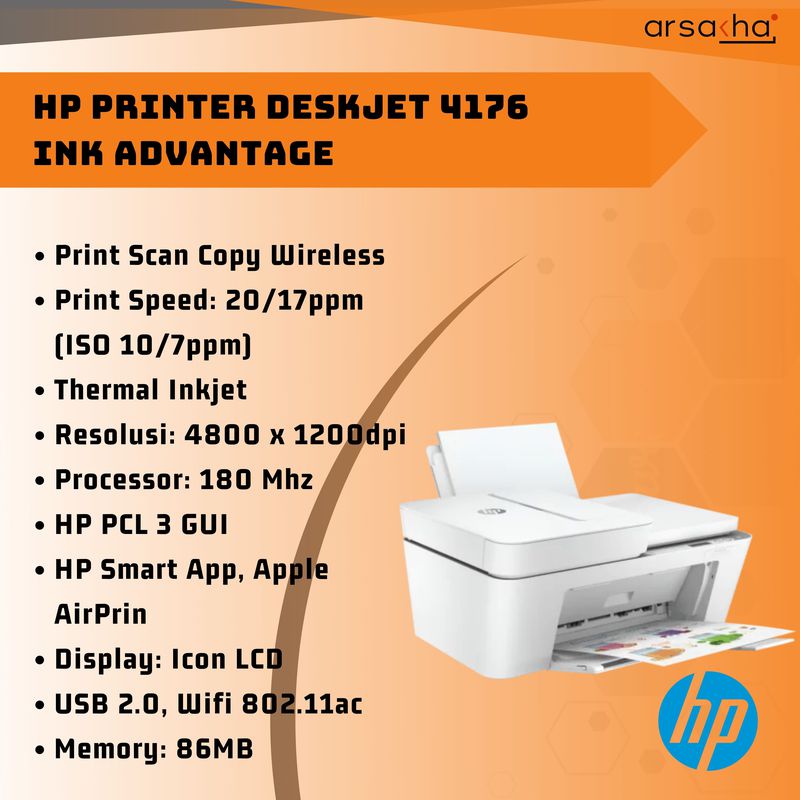 HP Printer Deskjet 4176 Ink Advantage