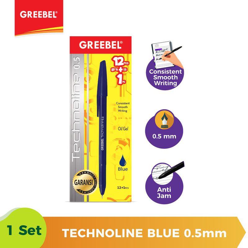 GREEBEL Pulpen/Ballpoint/Balpoint/Bolpen/Pen Technoline 0.5 - Biru