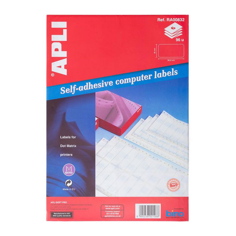Stiker Label APLI Continuous Form 88,9 mm X 36 mm 96 Unit-RA00832